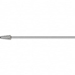 PFERD - 1/2" Cut Diam, 1/4" Shank Diam, Taper Head Double Cut Burr - Carbide, Radius End, 1-1/8" LOC, 7-3/16" OAL - Exact Tooling