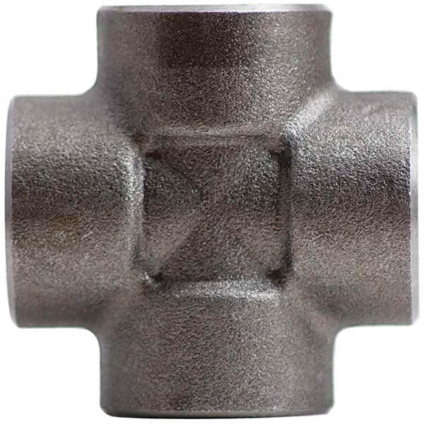Merit Brass - Black Pipe Fittings; Type: Cross ; Fitting Size: 1-1/2 (Inch); End Connections: Socket Weld ; Classification: 3000 ; Material: Carbon Steel ; Finish/Coating: Mill/Oil - Exact Tooling