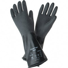 Ansell - 14 mil Thick, Chemical Resistant Gloves - SZ 7 14"14ML BLK 1/PR CHEM-TEK RGH FIN CHEM GLV - Exact Tooling