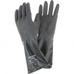 Ansell - 14 mil Thick, Chemical Resistant Gloves - SZ 8 14"14ML BLK 1/PR CHEM-TEK RGH FIN CHEM GLV - Exact Tooling