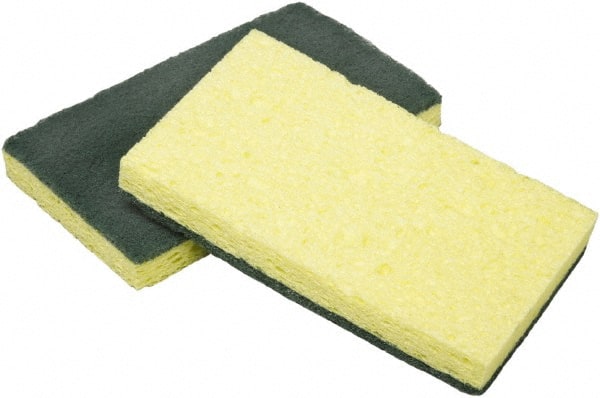 Ability One - 3-1/4" Long x 1/2" Wide x 1" Thick Scouring Sponge - Nonabrasive, Yellow/Green - Exact Tooling