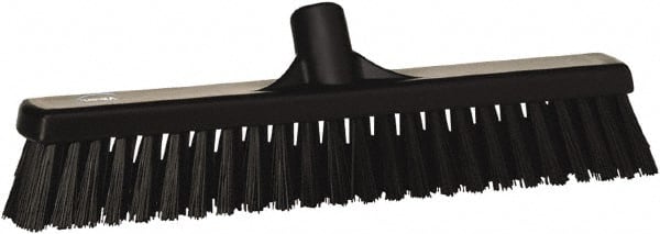 Vikan - 16" Combo Duty Synthetic Push Broom - 2" Bristle Length, Plastic Block, European Threaded Handle Connection - Exact Tooling