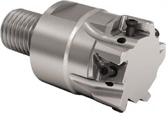 Seco - 25mm Cut Diam, 8mm Max Depth of Cut, 30mm OAL, Indexable Square Shoulder End Mill - LOEX Inserts, M12 Modular Connection, 90° Lead Angle, Through Coolant, Series Square T4-08 - Exact Tooling