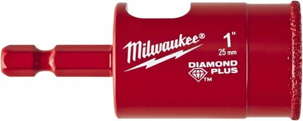 Milwaukee Tool - 1" Diam, 1-1/2" Cutting Depth, Hole Saw - Diamond Grit Saw, Continuous Edge - Exact Tooling