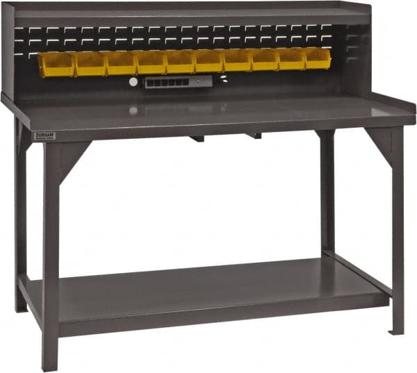 Durham - Mobile Work Bench - Steel, Fixed Leg, Gray, 60" Long x 30" Deep x 30-1/4" High - Exact Tooling