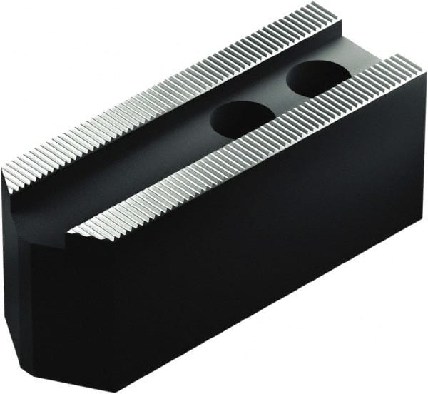 Schunk - 12" Max Chuck Capacity, 1.5mm x 60° Serrated Interface, Square Soft Lathe Chuck Jaw - 3 Jaw, Steel, 30mm Btw Mount Hole Ctrs, 145mm Long, 50mm Wide, 50mm High, 21mm Groove, M14mm Fastener - Exact Tooling