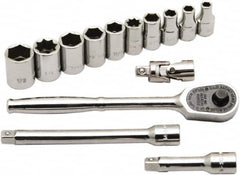 Ability One - 1/4" Drive Socket Set - 12 Points, 3/16" to 9/16" Range, Inch Measurement Standard - Exact Tooling