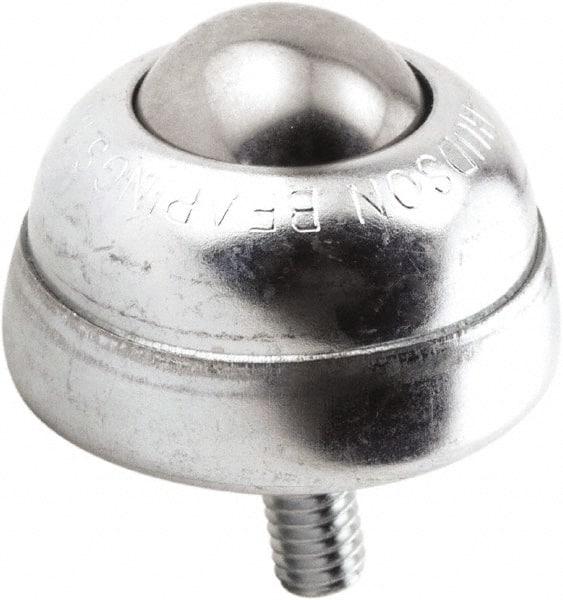 Hudson Bearing - 1 Inch Diameter, Round, Stainless Steel Ball Transfer - 1-3/4 Inch Overall Diameter, 1-3/8 Inch Mount Height, 75 Lb. Capacity - Exact Tooling