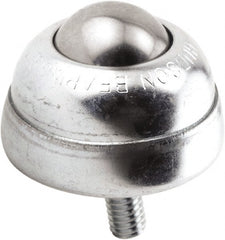 Hudson Bearing - 1 Inch Diameter, Round, Stainless Steel Ball Transfer - 1-3/4 Inch Overall Diameter, 1-3/8 Inch Mount Height, 75 Lb. Capacity - Exact Tooling