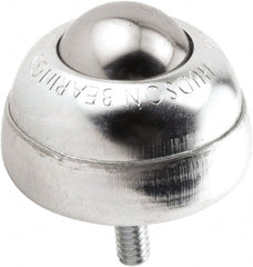 Hudson Bearing - 1 Inch Diameter, Round, Stainless Steel Ball Transfer - 1-3/4 Inch Overall Diameter, 1-3/8 Inch Mount Height, 75 Lb. Capacity - Exact Tooling
