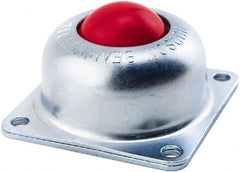 Hudson Bearing - 1-1/2 Inch Diameter, Square, Stainless Steel Ball Transfer - 1.1875 Inch Mount Height, 250 Lb. Capacity - Exact Tooling