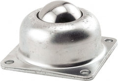 Hudson Bearing - 1-1/2 Inch Diameter, Square, Carbon Steel Ball Transfer - 1.8125 Inch Mount Height, 250 Lb. Capacity - Exact Tooling