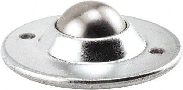 Hudson Bearing - 1-1/2 Inch Diameter, Round, Carbon Steel Ball Transfer - 3.6563 Inch Overall Diameter, 1.1406 Inch Mount Height, 200 Lb. Capacity - Exact Tooling
