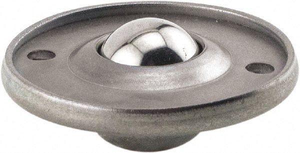 Hudson Bearing - 5/8 Inch Diameter, Round, Stainless Steel Ball Transfer - 1.6875 Inch Overall Diameter, 3/8 Inch Mount Height, 20 Lb. Capacity - Exact Tooling