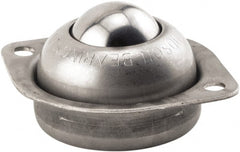 Hudson Bearing - 1 Inch Diameter, Round, Stainless Steel Ball Transfer - 3/4 Inch Mount Height, 75 Lb. Capacity - Exact Tooling