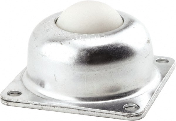 Hudson Bearing - 1-1/2 Inch Diameter, Square, Nylon Ball Transfer - 1.1875 Inch Mount Height, 250 Lb. Capacity - Exact Tooling