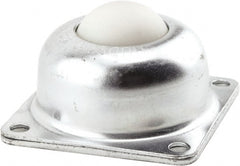 Hudson Bearing - 1-1/2 Inch Diameter, Square, Nylon Ball Transfer - 1.1875 Inch Mount Height, 250 Lb. Capacity - Exact Tooling