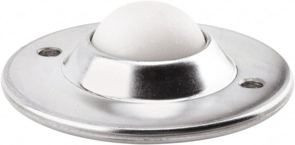 Hudson Bearing - 1-1/2 Inch Diameter, Round, Nylon Ball Transfer - 3.6563 Inch Overall Diameter, 1.1406 Inch Mount Height, 200 Lb. Capacity - Exact Tooling