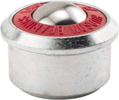 Hudson Bearing - 1.1875 Inch Diameter, Round, Stainless Steel Ball Transfer - 2 Inch Overall Diameter, 1/2 Inch Mount Height, 500 Lb. Capacity - Exact Tooling