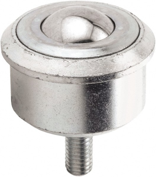 Hudson Bearing - 1.1875 Inch Diameter, Round, Stainless Steel Ball Transfer - 2 Inch Overall Diameter, 1.4375 Inch Mount Height, 750 Lb. Capacity - Exact Tooling
