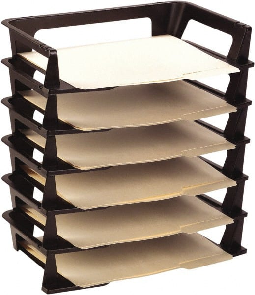 Rolodex - 15.23" Wide x 16-1/2" High x 9" Deep Plastic Document Organizer - 6 Compartments, Black, 15" Wide Compartment - Exact Tooling