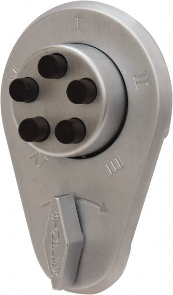Kaba Access - 1-3/8 to 1-1/2" Door Thickness, Satin Chrome Finish, Push Button Deadbolt - Nonhanded Handling, Combination Override, Keyless Cylinder - Exact Tooling