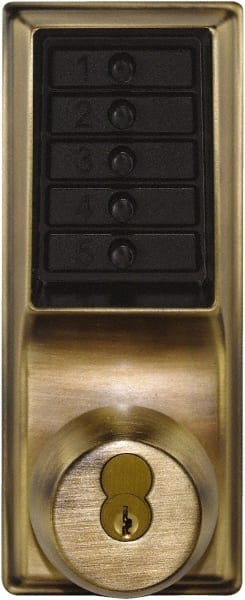 Kaba Access - 1-3/8 to 2-1/4" Door Thickness, Antique Brass Pushbutton Knob Lockset - 2-3/4" Back Set, 1 Code, 6 or 7 Pin Length Best & Compatible (Core Not Included) Cylinder - Exact Tooling