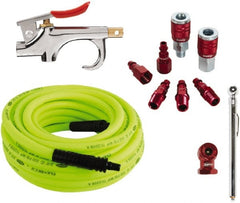 Legacy - 11 Piece Blow Gun & Hose Compressor Accessory Kit - 50' Hose, 3/8" Hose ID, 1/4" Fitting - Exact Tooling