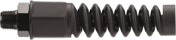 Legacy - Black Anodized Aluminum Air Hose End Fitting & Air Hose Bend Restrictor - 3/8 MNPT - Exact Tooling