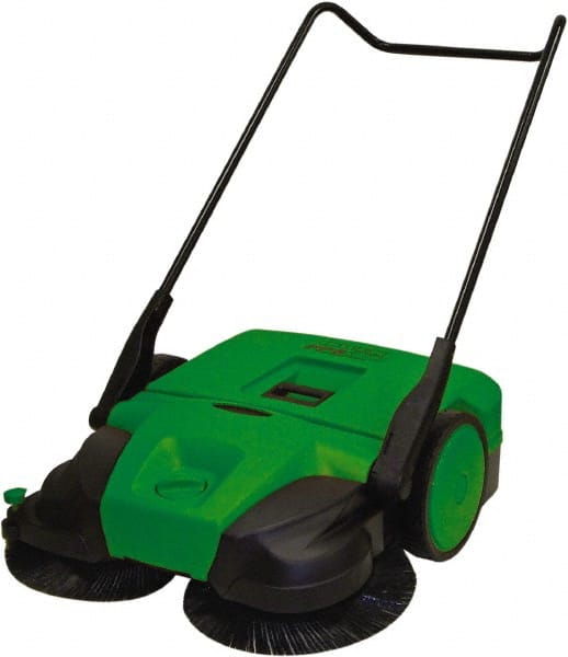 Bissell - 38" Sweeping Width, Triple Brush Walk Behind Sweeper - Manual Push, 1.76 Cu Ft Capacity - Exact Tooling