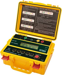 Extech - 0.002 to 2 k Ohm, LCD Display Earth Ground Resistance Tester - AA Battery, 2 mA Current, 820 Hz - Exact Tooling