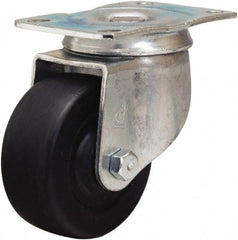 Hamilton - 3" Diam x 1-1/4" Wide x 4" OAH Top Plate Mount Swivel Caster - Hard Rubber, 210 Lb Capacity, Self-Lubricating Bearing, 2-1/2 x 3-3/4" Plate - Exact Tooling