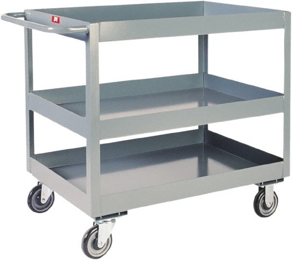Jamco - 1,200 Lb Capacity, 36" Wide x 18" Long x 39" High Deep Shelf Cart - 3 Shelf, Steel - Exact Tooling