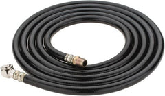 PRO-SOURCE - 1/4" ID x 1/2" OD 10' Long Air Tank Hose - Tire Chuck Ends, 300 Working psi, 158°, 1/4" Fitting, Black - Exact Tooling