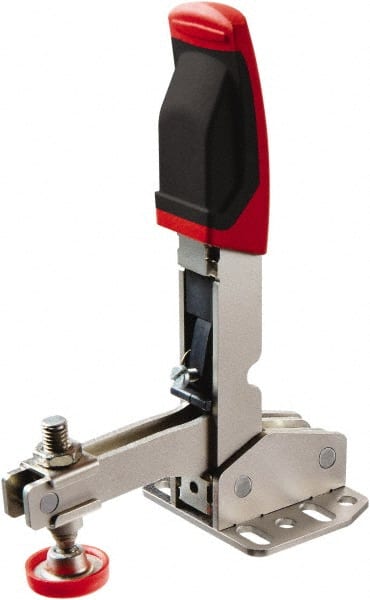 Bessey - 700 Lb Holding Capacity, Vertical Handle, Manual Hold Down Toggle Clamp - 55° Handle Movement, 45° Bar Opening, U-Bar, Flanged Base, Carbon Steel - Exact Tooling