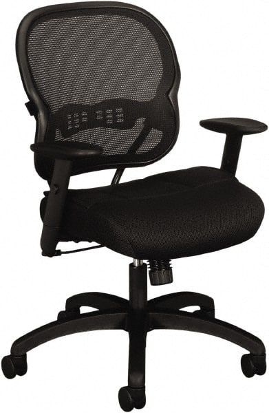 Basyx - 41-3/4" High Mid Back Chair - 27-3/8" Wide x 26-3/8" Deep, Padded Mesh Seat, Black - Exact Tooling