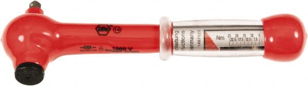 Wiha - 1/4" Drive Insulated Torque Wrench - 5 N/m to 25 N/m Torque, 8-1/4" OAL - Exact Tooling