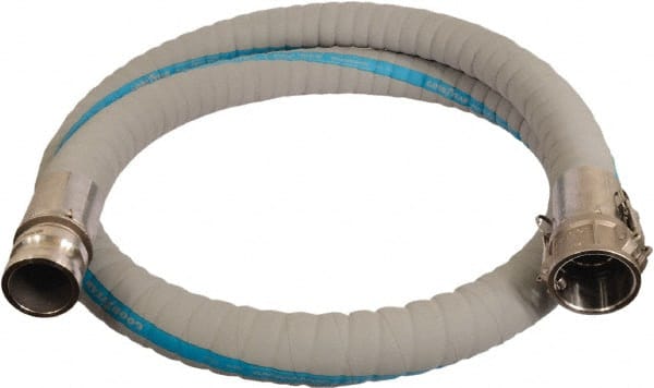 Continental ContiTech - 1-1/2" Inside x 2-1/50" Outside Diam, 220°F, Male x Female Camlock Food & Beverage Hose - 2.3" Bend Radius, Gray, 15' Long, 250 Max psi, 29 Vacuum Rating - Exact Tooling