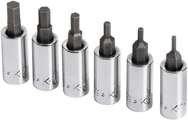 SK - 6 Piece 1/4" Drive Metric Hex Bit Socket Set - 2 to 6mm Hex - Exact Tooling