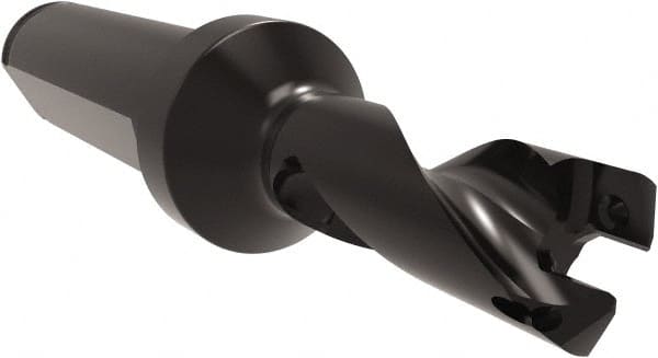 Allied Machine and Engineering - Series 11, 11 to 12mm Diam, 5/8" Diam Straight Shank with Flange, Helical Flute Spade Drill - 5/8" Max Depth, 1-43/64" Body Length, 3-35/64" OAL, Short Length, Through Coolant - Exact Tooling