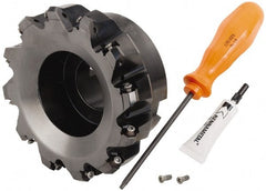 Kennametal - 5" Cut Diam, 1-1/2" Arbor Hole, 4.45mm Max Depth of Cut, 30° Indexable Chamfer & Angle Face Mill - 12 Inserts, HNGJ 0604... Insert, Right Hand Cut, 12 Flutes, Through Coolant, Series Dodeka Mini HD - Exact Tooling