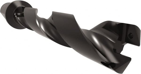 Allied Machine and Engineering - Series 32, 32 to 35mm Diam, 1-1/2" Diam Straight Shank with Flange, Helical Flute Spade Drill - 6-59/64" Max Depth, 8-31/32" Body Length, 11-21/32" OAL, Standard Length, Through Coolant - Exact Tooling