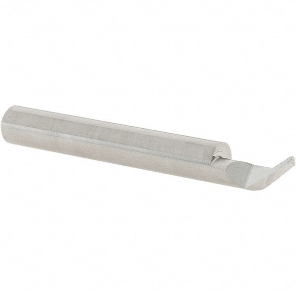 Scientific Cutting Tools - 0.051" Groove Width, 0.31" Min Hole Diam, 1/2" Max Hole Depth, Undercut Grooving Tool - 0.11" Projection, 2" Shank Length, 2-1/2" OAL, 0.0255" Radius, Solid Carbide, Uncoated - Exact Tooling