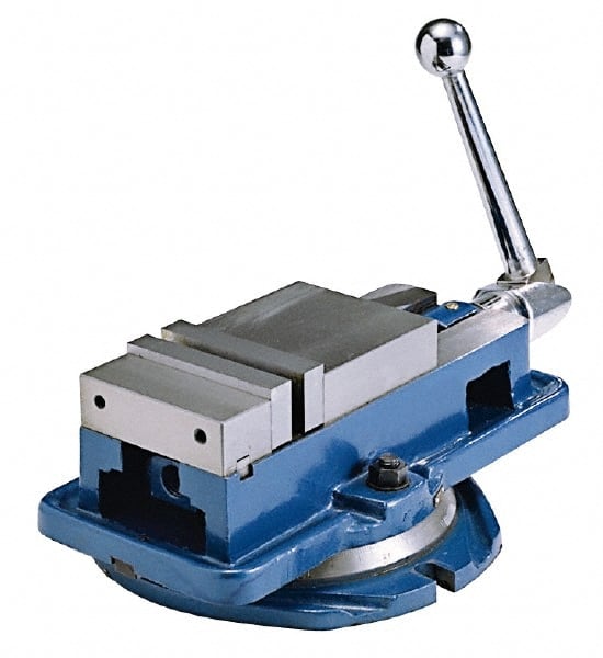 Interstate - 4" Jaw Width, 4" Jaw Opening Capacity, Horizontal Swivel Machine Vise - Manual Operation, 4,409 Lb Capacity, 1 Station, 14.85" Long x 4-31/32" High x 1-1/8" Deep, 1-1/8" Jaw Height - Exact Tooling