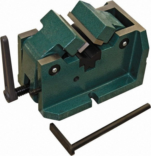 Interstate - 4" Jaw Width, 2-3/8" Max Jaw Opening, Manual Self Centering Vise - 11-27/64" OAL x 7-11/16" OAH - Exact Tooling