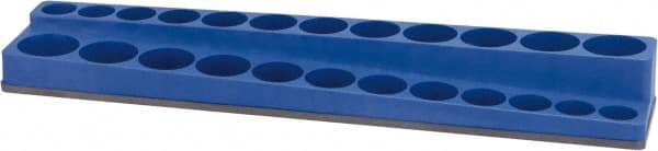 Value Collection - 24 Piece Capacity Magnetic Deep & Shallow Socket Holder - 3/8" Drive, Blue - Exact Tooling