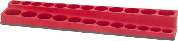 Value Collection - 24 Piece Capacity Magnetic Deep & Shallow Socket Holder - 3/8" Drive, Red - Exact Tooling