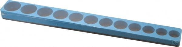 Made in USA - 12 Piece Capacity Magnetic Shallow Socket Holder - 3/8" Drive, Blue - Exact Tooling