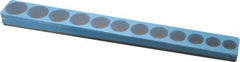 Made in USA - 12 Piece Capacity Magnetic Shallow Socket Holder - 3/8" Drive, Blue - Exact Tooling