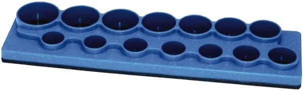 Made in USA - 12 Piece Capacity Magnetic Shallow Socket Holder - 1/2" Drive, Blue - Exact Tooling